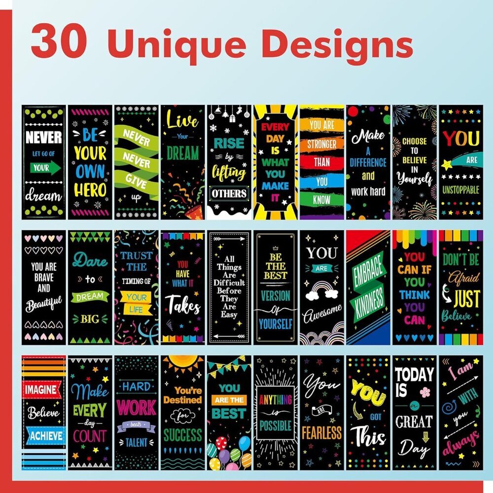 120 PCS Motivational Bookmarks, 30 Designs Double Sided Printing Paper Bookmarks - Picture 5 of 8